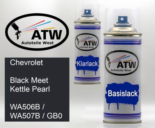 Chevrolet, Black Meet Kettle Pearl, WA506B / WA507B / GB0: 400ml Sprühdose + 400ml Klarlack - Set, von ATW Autoteile West.
